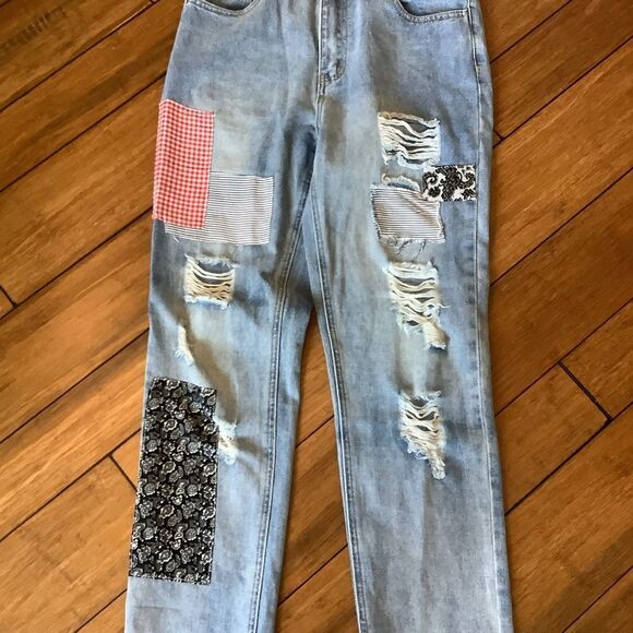 Shein Patchwork Boho Jeans 👖🌻🌺🌸 - Picture 3 of 7